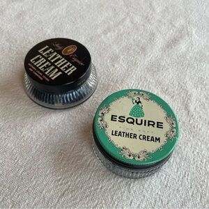 Lady Esquire Vintage Leather Cream Containers with Tin Lid